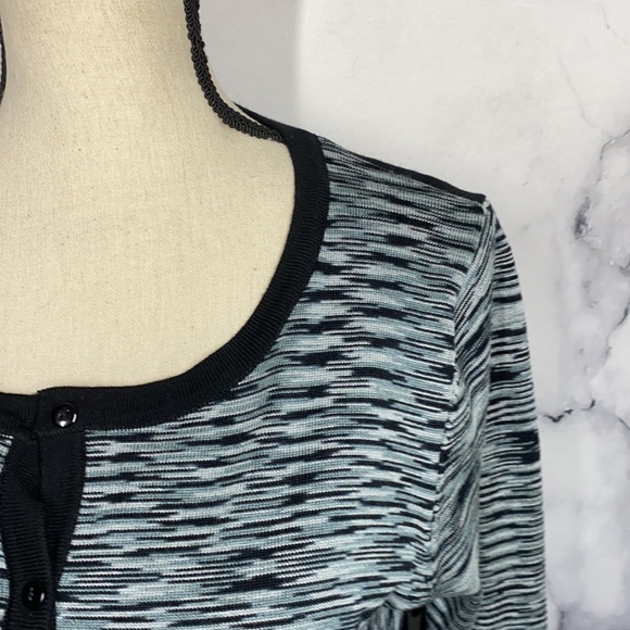 VILA MILANO gray and black space dye button up cardigan sweater Large - Picture 2 of 6